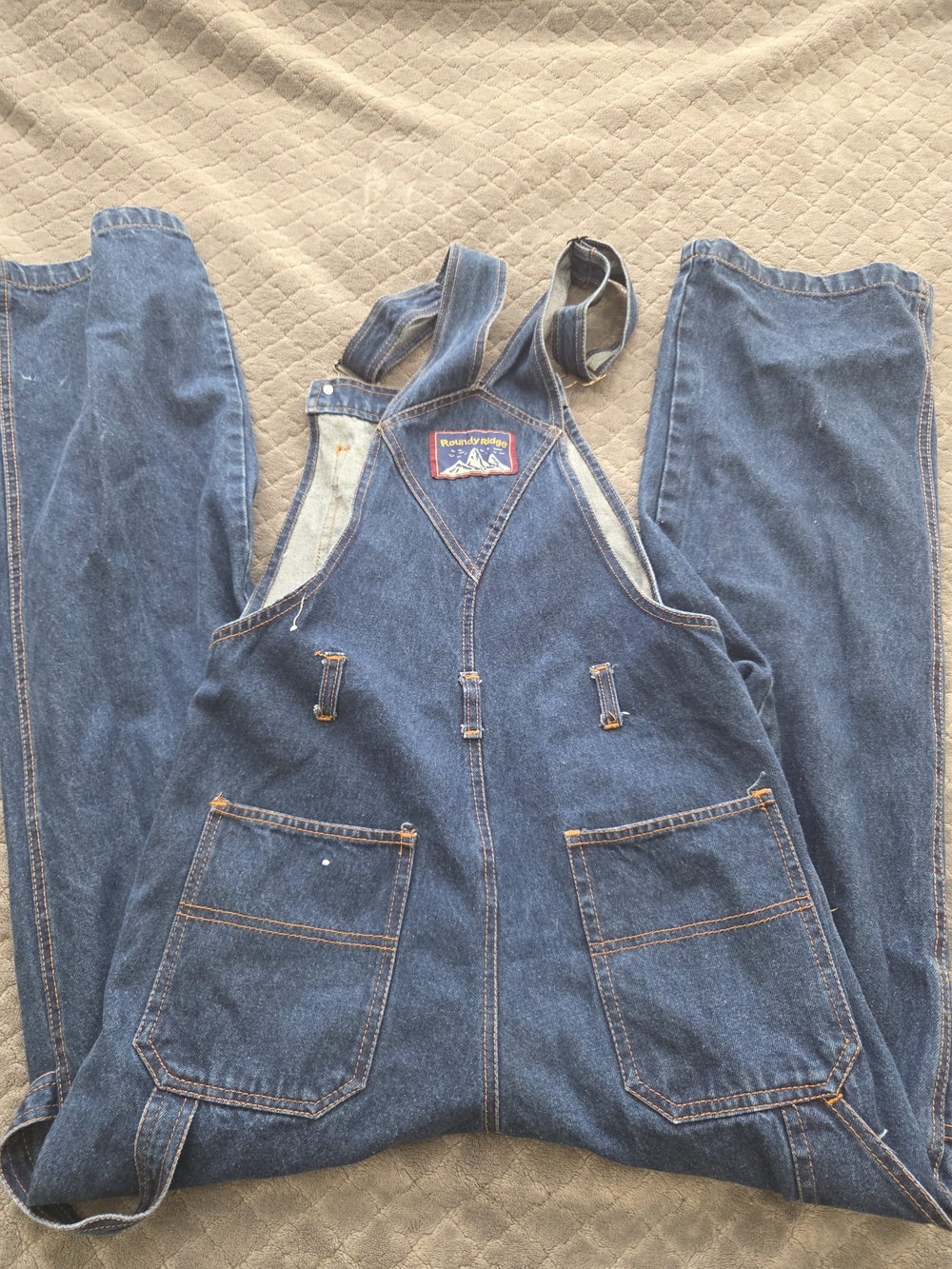 Vintage Roundy Ridge Dark Wash Denim Carpenter Overalls Size 32
